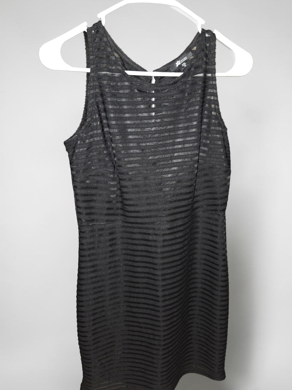 Black Sheer Striped Tank Dress
